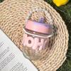 Drinking Cup Transparent Glass High Value Anti-Scalding Cute Straw Cup Pearl Bracelet Letter Water Cup