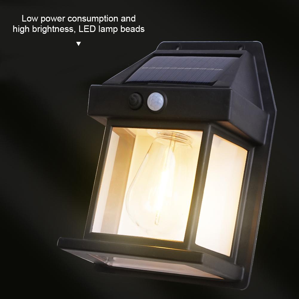 Motion Sensor Outdoor Solar Wall Lamp Waterproof Tungsten Filament Lamp Induction Lamp Household Light Garden Wall Light