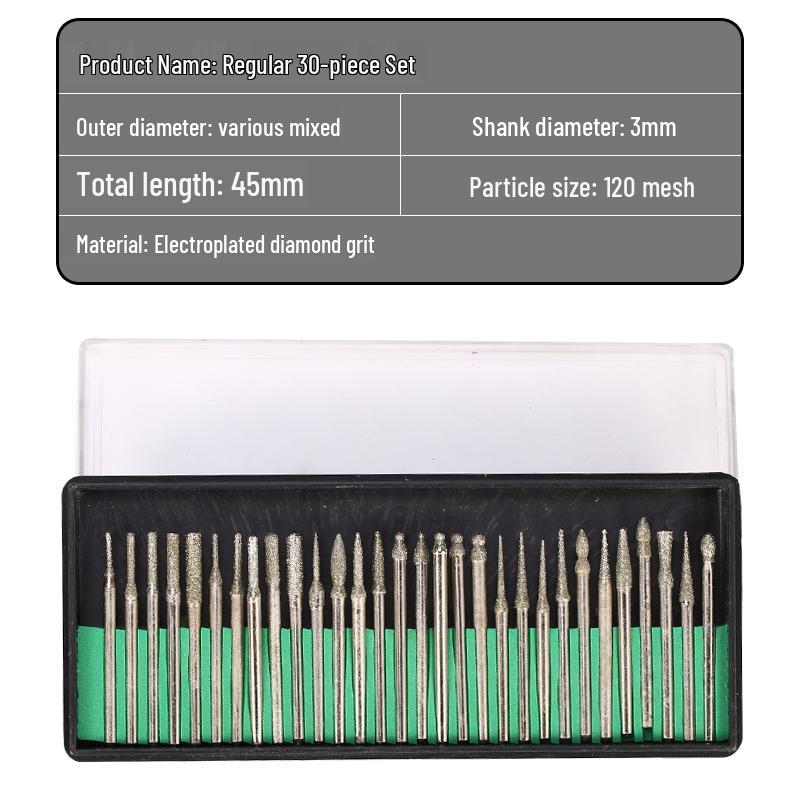 30-teiliges Diamant-Schleifkopf-Set für Jade-Schnitzerei