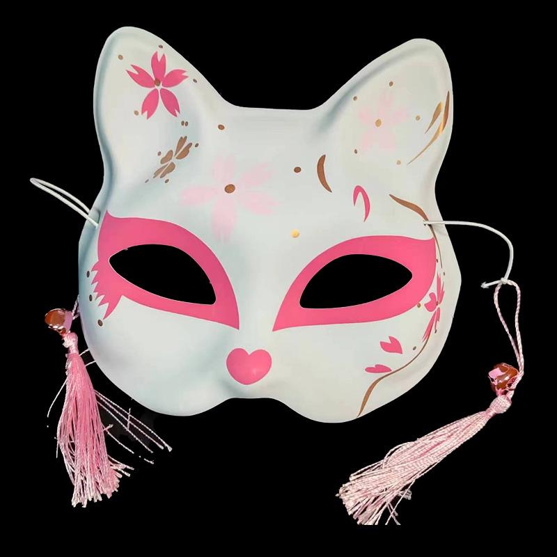 Luminous Cat Fox Mask - Hand-Painted Japanese Style Halloween Party Cosplay for Women