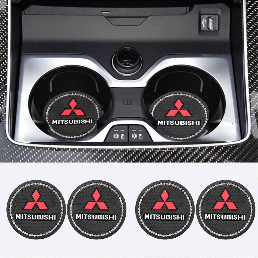 cxjvah1 1/2Pcs Car Styling Coaster Cup non-slip pad Interior Accessories For Mitsubishi 9 Ralliart X EX ASX L200 Outlander Pajero Lancer