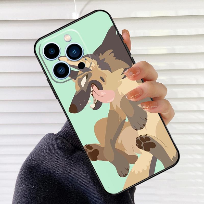 Cartoon German Shepherd Dog Phone Case For iPhone 16 15 11 12 14 Pro Max XR XS Max X Plus 13 14 Pro Soft Silicone Back Cover