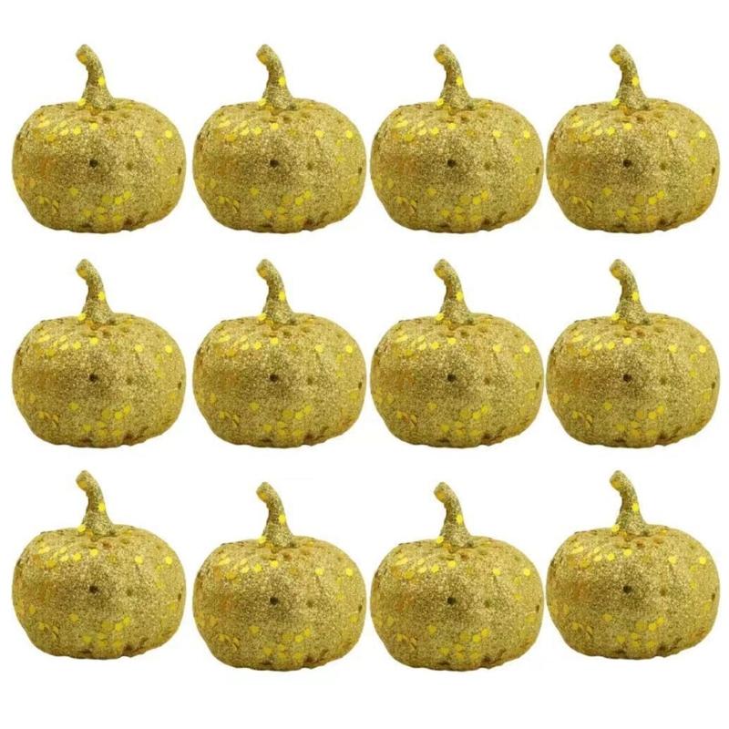 12Pcs Artificial Pumpkins Vegetable Photography Props for Fall Halloween Thanksgiving Porch Holiday Party Decorations