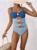 2026 Patchwork Metal Buckle Bestseller Women's One-Piece Swimsuit - European and American Beach Style