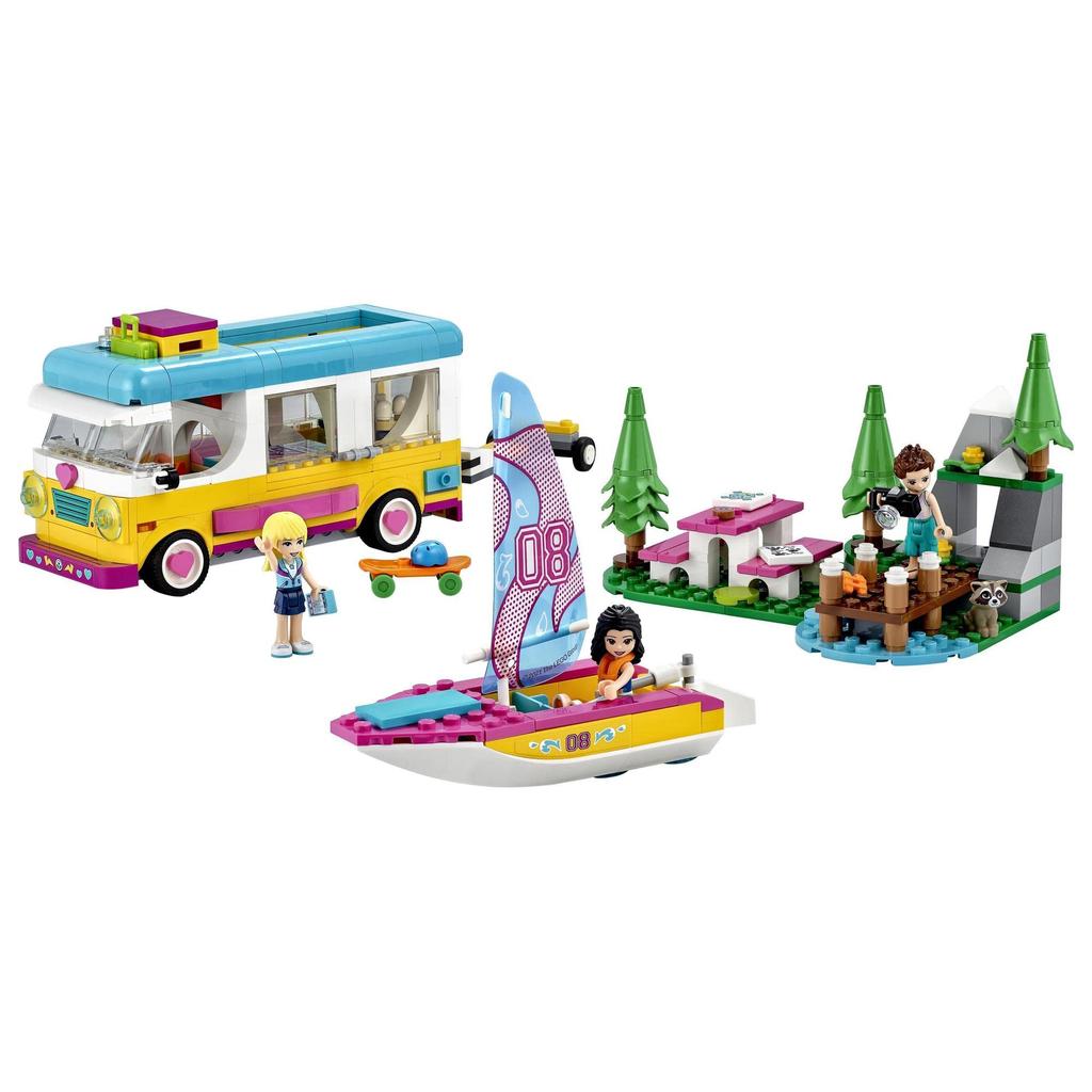 LEGO Friends Camper and Boat Camper and 41681 Toy Doll Doll Boat Vehicle Vehicle Girls 7 years old and up (Forest Boat)