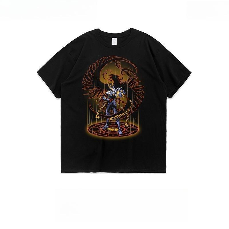 Anime Agitation Southern White Cotton Tshirt for Unisex 2026 Summer Short Sleeve Graphic Tee with Gold Hair Angel Wings Print