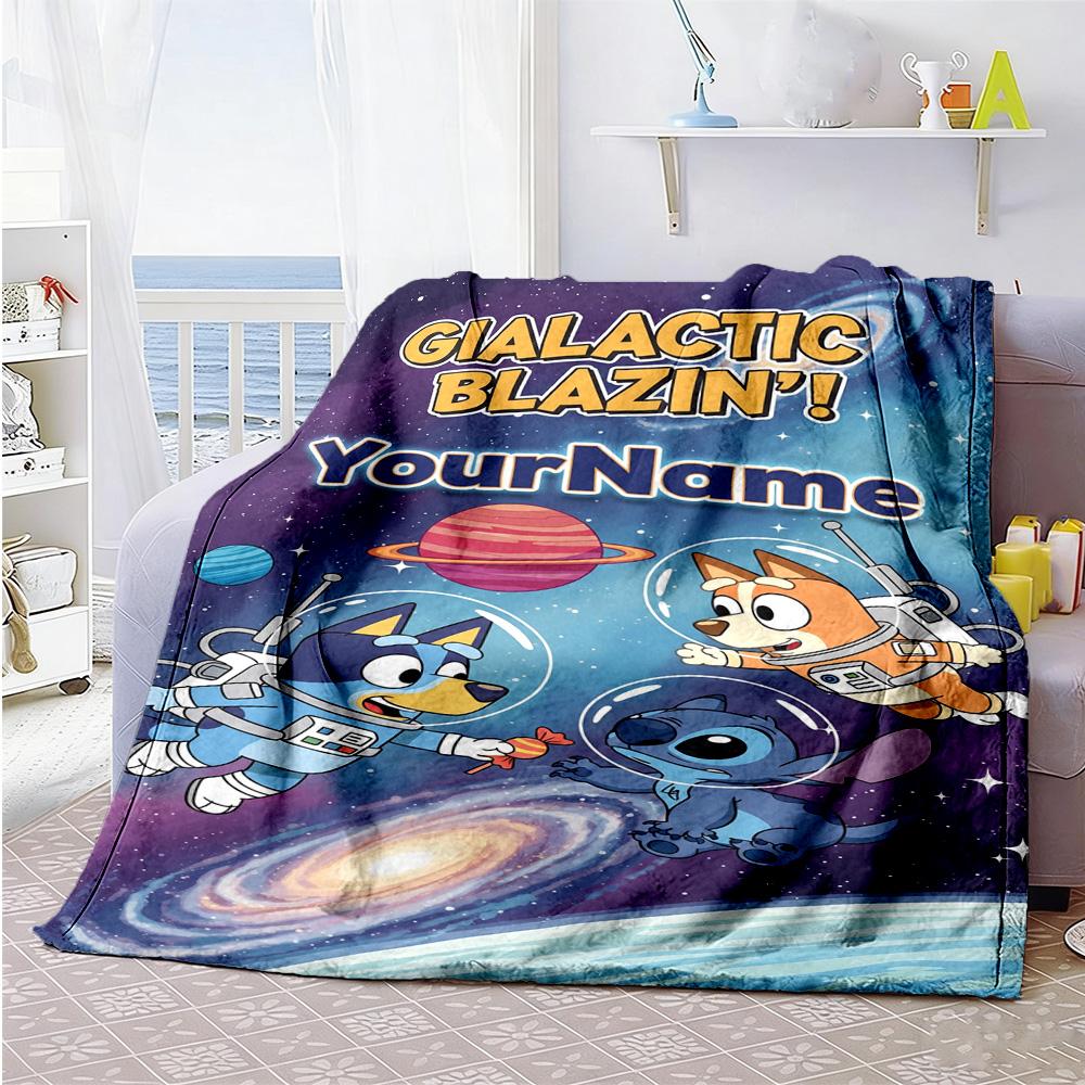 Bluey 14 Customize Text Blanket Lightweight Customizable Blanket Warmthful Decor Perfect for Office Chair Bedding Home Decor Bed