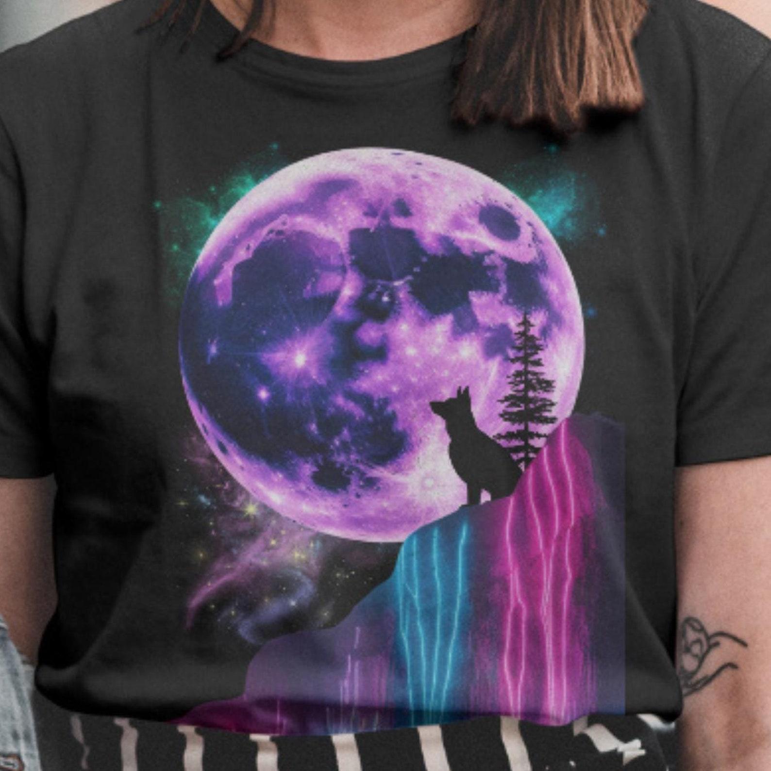 German Shepherd Dog Mom T-Shirt: Galaxy Moon Design XL