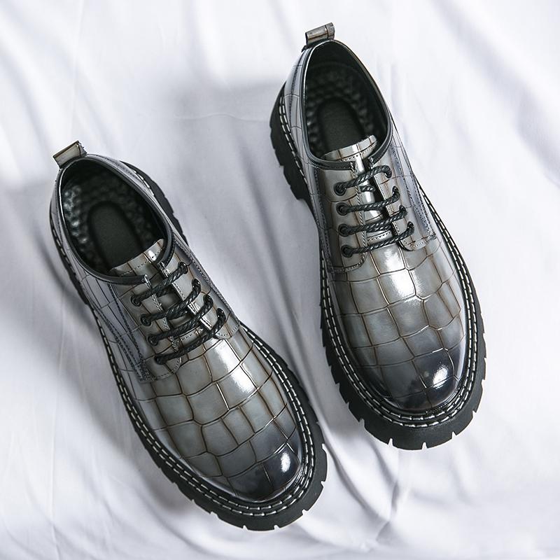 Fashion Fashion Thick Bottom Man Oxford Footwear Lace-Up Outdoor Male Shoes Fashion Casual Shoes Artificial Leather Mens Business Shoes