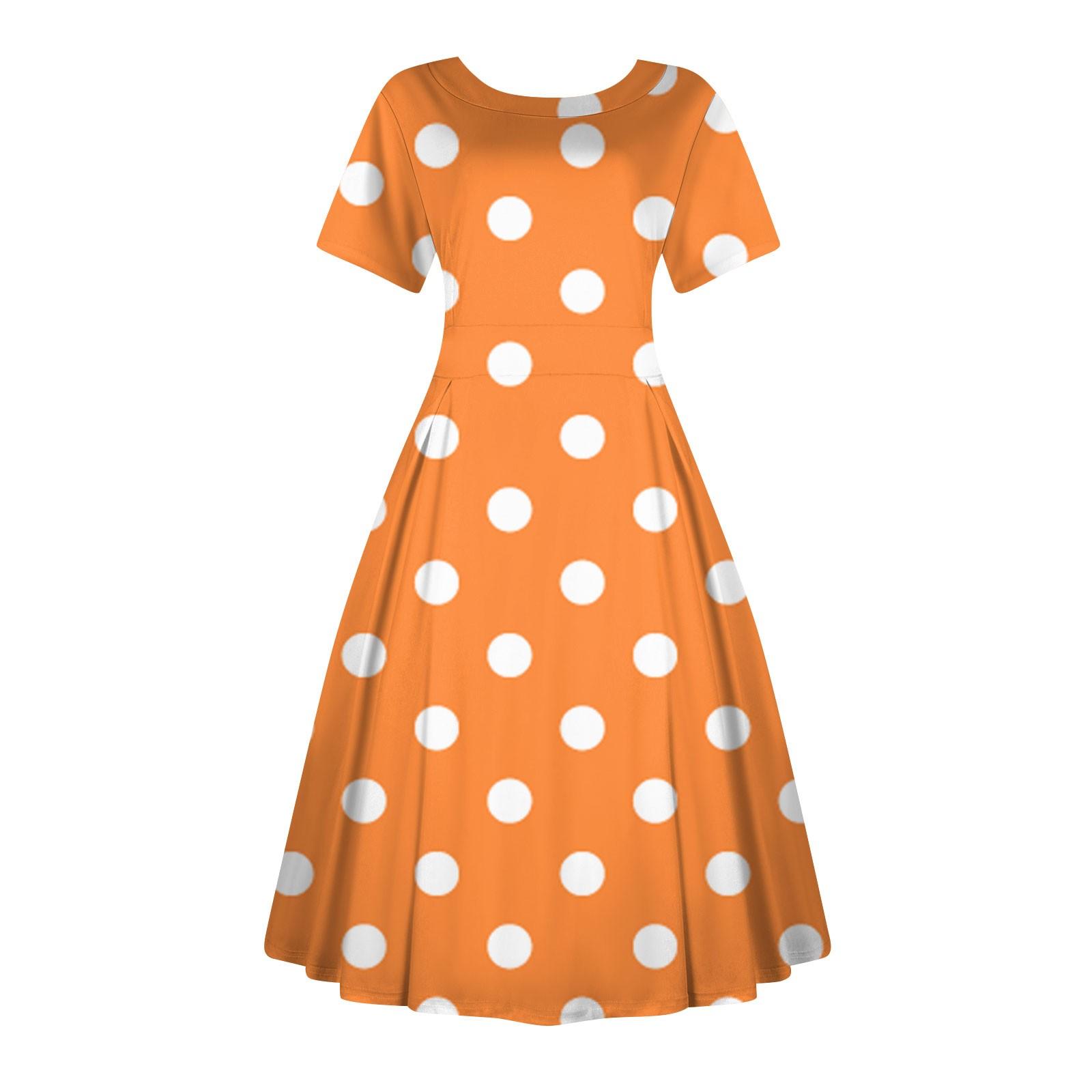 

Женское повседневное модное платье, винтажное платье миди с принтом подсолнечника, круглым вырезом и коротким рукавом, длинные большие распашные платья XXXL оранжевый