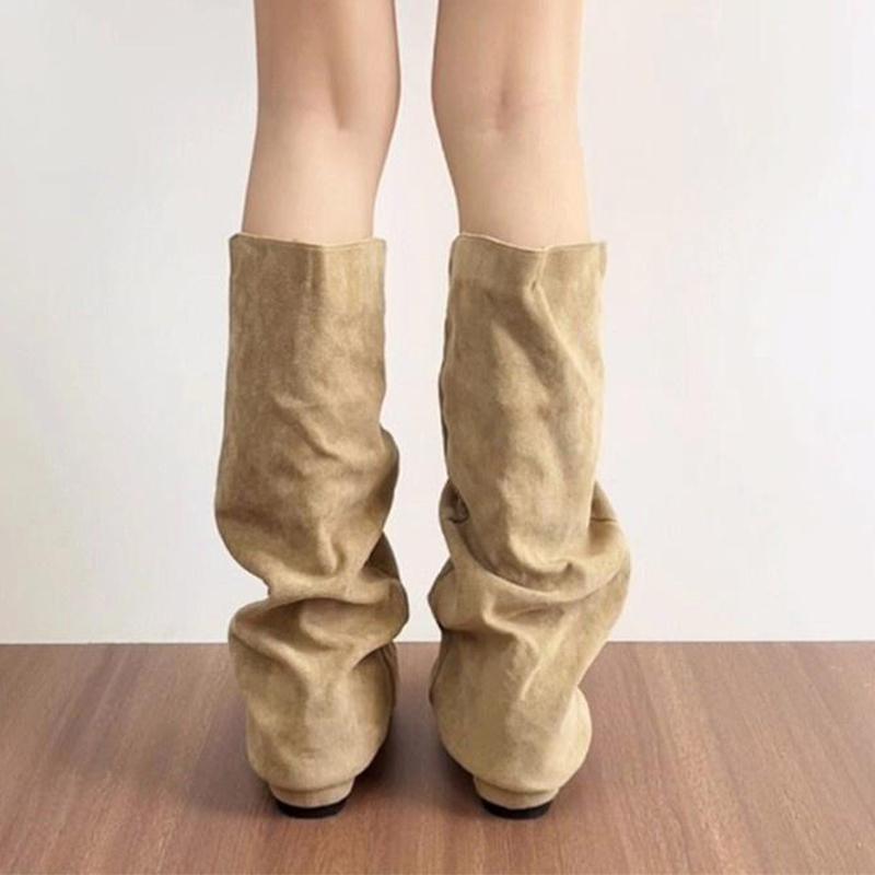 2026 new Knee High Women Boots Pointed Toe Flats Shoes Designer Winter Walking Boots Goth Casual Sport Shoes Chelsea Botas Mujer