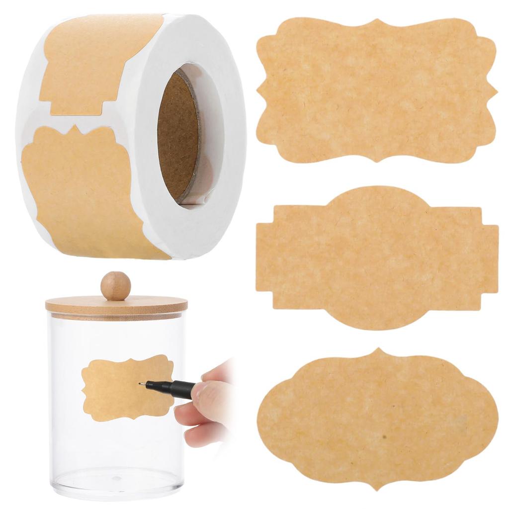 250Pcs Self-Adhesive Kraft Tags Sticker Self-Adhesive Customize Holiday Present Stickers for Jars Christmas Gift Name Tags