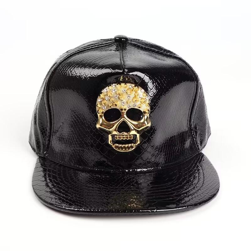 European and American new crocodile pattern PU leather baseball cap male trend hip hop skull flat brim hat street men and women