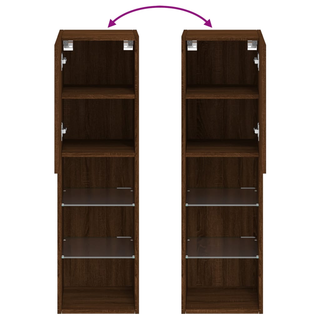 TV Cabinet with LED Lights Brown Oak Effect 12 x 12 x 40.2 in (L x W x H)