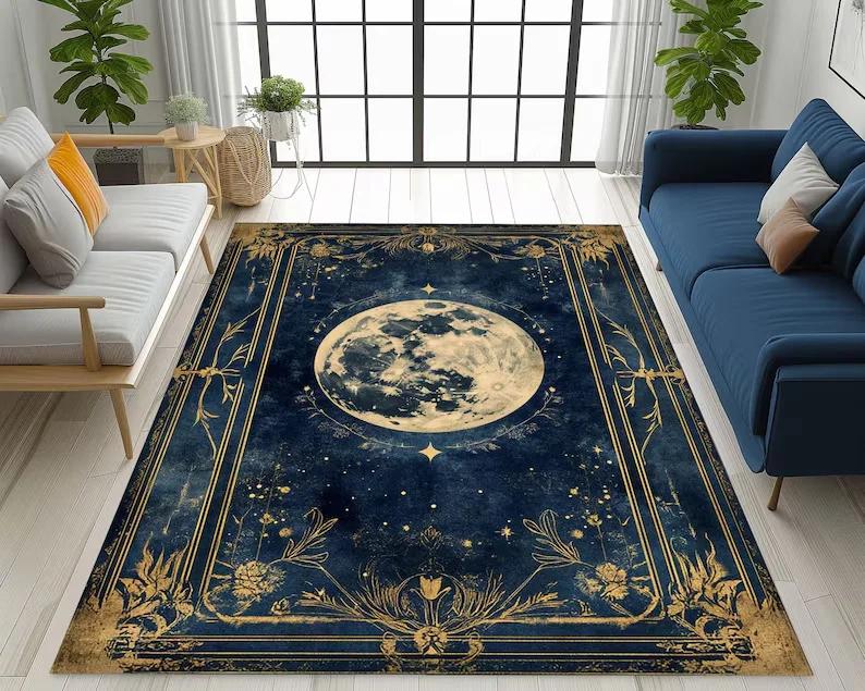 Gothic Sun and Moon Pattern DoorMat, Non-slip Floor Mat, Suitable for Living Room, Bedroom, Bathroom, Holiday Home Decoration