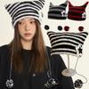 Y2K Cat's Ears Knitted Hat Star Warm Cap Retro Slouchy Knitted Beanies  Apparel Accessories