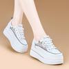 Białe buty na grubej podeszwie dla kobiet, Wiosenne sportowe buty codzienne, Uniwersalne płaskie buty podwyższające dla kobiet