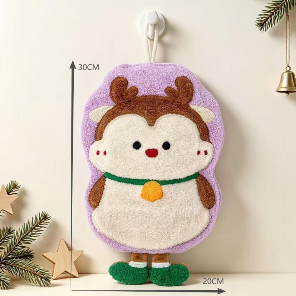 Water Absorption Santa Claus Hand Towel Coral Fleece Cleaning Dishcloths  Kitchen Bathroom