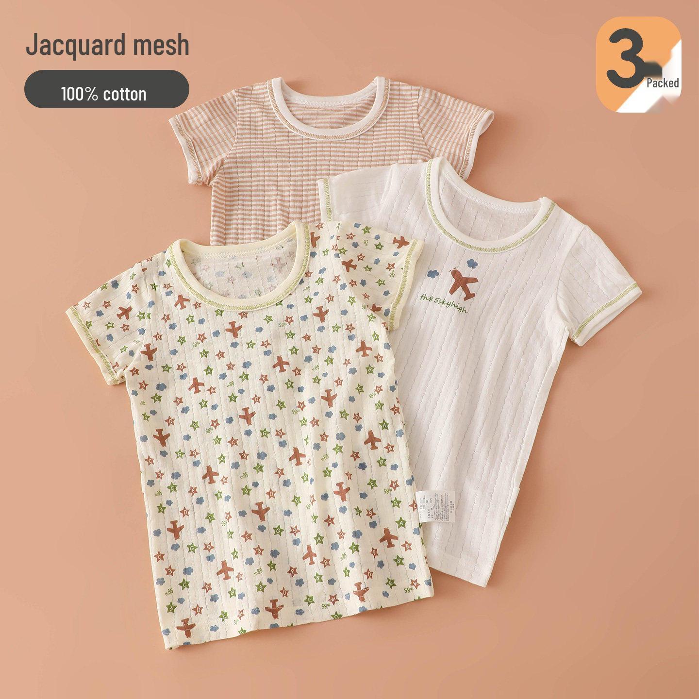 Kids  Breathable Cotton Short-Sleeve T-Shirt: Summer Sports Top for Boys 80cm