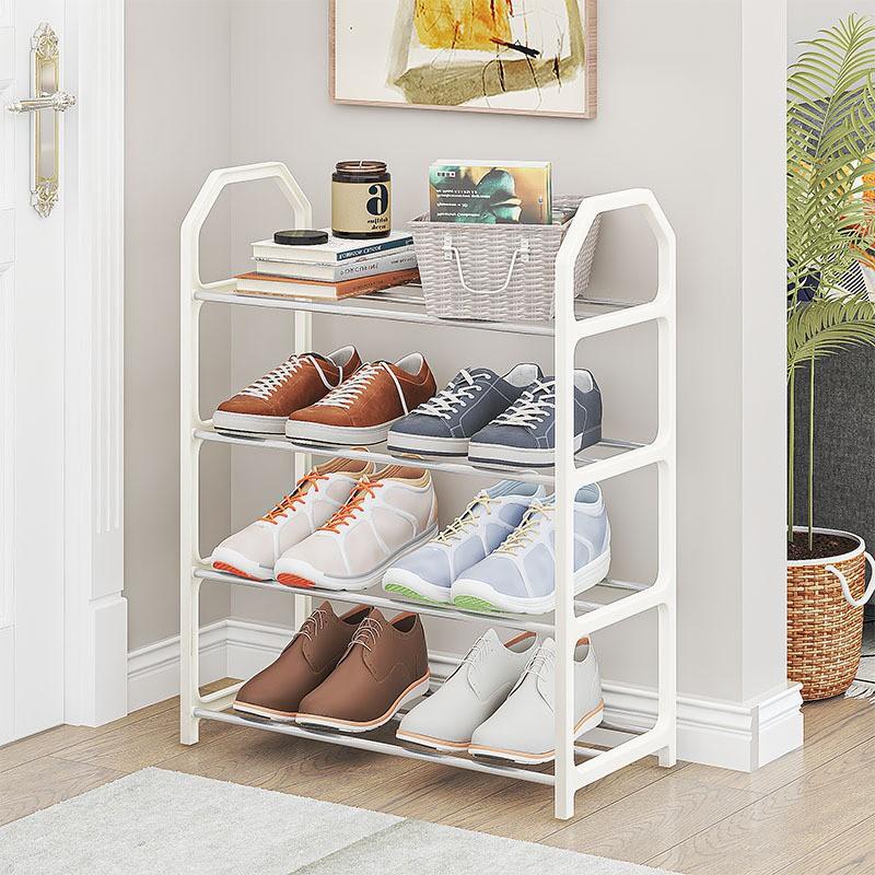 4-Tier Plastic Shoe Rack Entryway Dorm Room Storage Modern Minimalist Floor Standing Organizer With Seat