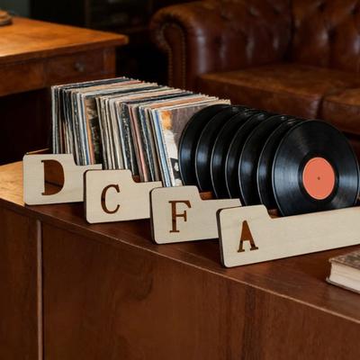 13/26Pcs Wooden Vinyl Record Divider A To Z Alphabetical DVD Record Guide Organization Tool Separator Holder Vinyl Record Accessories