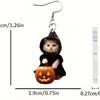 1 Pair Cat Portable Pumpkin Earrings Acrylic Flat Creative Halloween Funny Ghost Kids Earrings