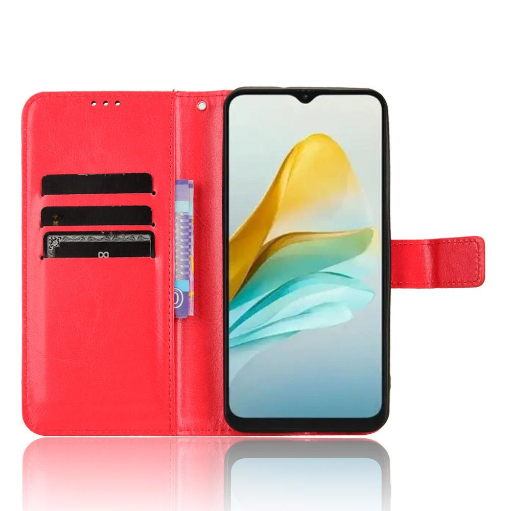 

For ZTE Blade A53 Pro Case Leather Phone Cover with Wallet Stand Red