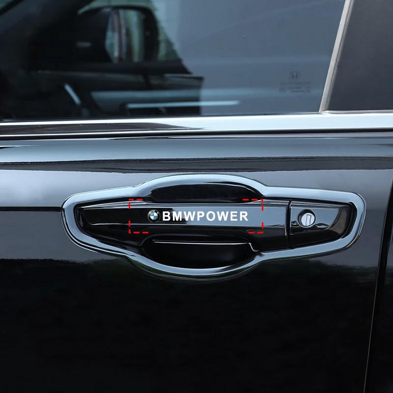 4Pcs Car Door Handle Stickers Tire Rear View Mirror Decals For BMW F30 F10 E90 F20 E46 E60 E70 E39 E36 E87 E28 X3 X4 X7 E92 E91