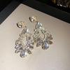 Silver Needle Diamond Hollow Geometric Water Drop Tassel Earrings Cross-border European and American Court Style Earrings Light Luxury Premium Earring