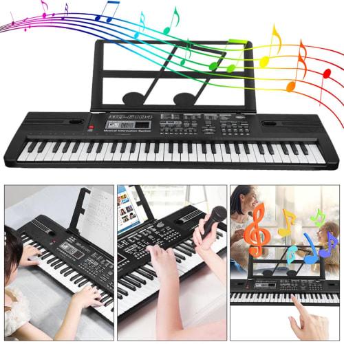 Electronic Piano Keyboard for Kids with Microphone, Dual Power Supply System, Mini-Sized Keyboard, 16 Voices, 8 Percussion Sound Effects, 10 Rhythms,