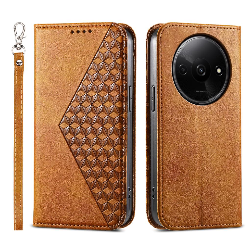 For Xiaomi Redmi A3/Poco C61 4G Case PU Leather+TPU Rhombus Imprinted Phone Cover Wallet