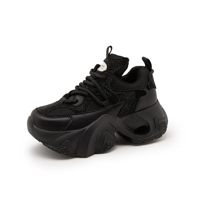25211 Double mesh breathable dad shoes women's tide autumn new thick soles show small feet