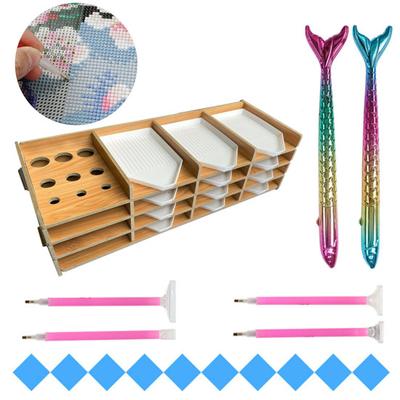 DIY Diamantmalerei Aufbewahrungstablett Mehrschichtiger Holz Punktbohrer Stifthalter