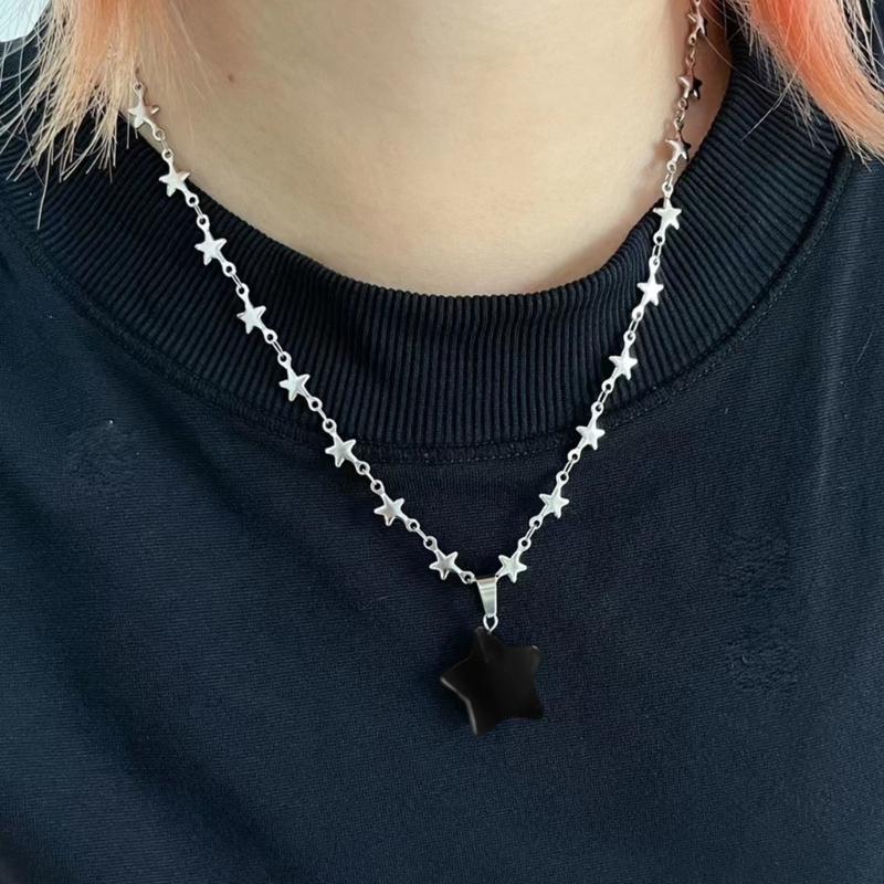 Sternanhänger Halskette Schlüsselbein Kette Gepunkteter Stein Choker Kette Halskette Pullover Kette Feinschmuck Geschenk für Frauen