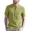 Summer Men's Short-sleeved Stand Collar Linen Shirt Breathable Short-sleeved Cotton Linen Shirt Men Casual Wear Minimalist Fashion Breathable Shirt