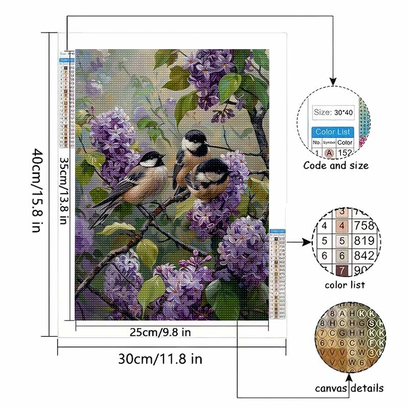 New Arrival 5D DIY Full Circle Diamond Painting "Flowers and Birds" Embroidery Cross Stitch Home Decor Gift