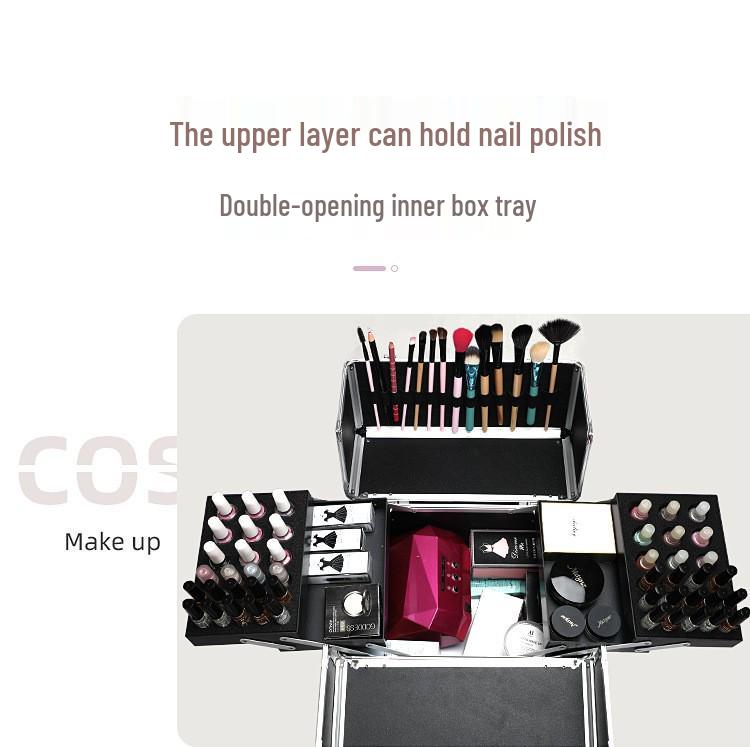 Professional Makeup Artist Trolley Case: Large Capacity Storage with Lock for Makeup, Nail, and Tattoo Tools.