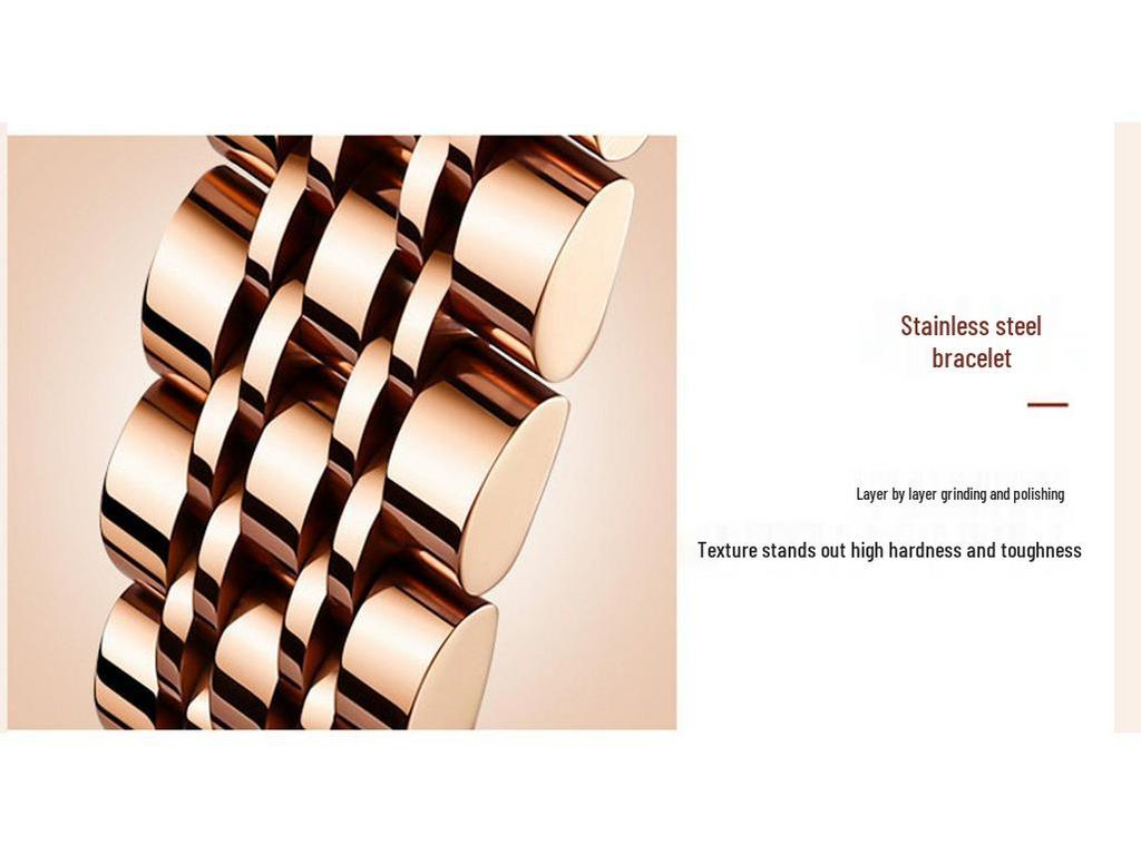 Swiss English-Chinese Women's Watch: Fashionable Butterfly Buckle, Luminous, Waterproof, Stainless Steel Band, Calendar Feature.
