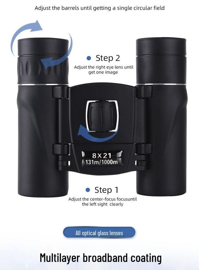 High Magnification HD Mini Outdoor Binoculars 8x21/40x22/100x22 with Phone Clip