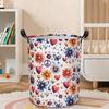 1pc, Colorful Peace Sign And Floral Print Laundry Basket, Collapsible Storage Bin with Handles, Hippie Boho Organizer, Laundry Baskets