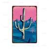 Vintage Floral Metal Plaque  Green Plants  Cactus Tin Sign  Wall Decoration for Garden Kitchen Living Room  Iron Painting Home D