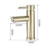 Mitigeur lavabo moderne en laiton or brossé, monotrou Ø32–35 mm, économie d'eau 30%