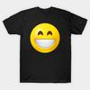 Asian Size Men Black Print T-shirt Big Smile Emoji No-Cut Print Cotton Tshirt