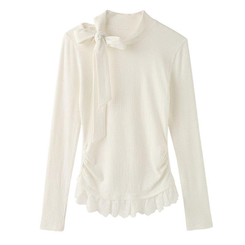 Autumn/Winter Pure Desire Spicy Lace Long Sleeve Women s Slimming Top S белый