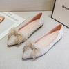 Versatile Fairy Gentle Shoes 2025 Autumn New Lace Bow Shoes Pointed Flat Single Shoes Female