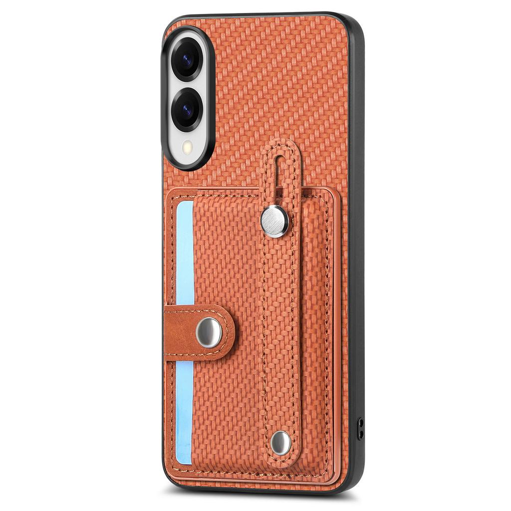 For Samsung Galaxy S25 Edge Case Carbon Fiber Texture Leather Phone Back Cover with Card Holder