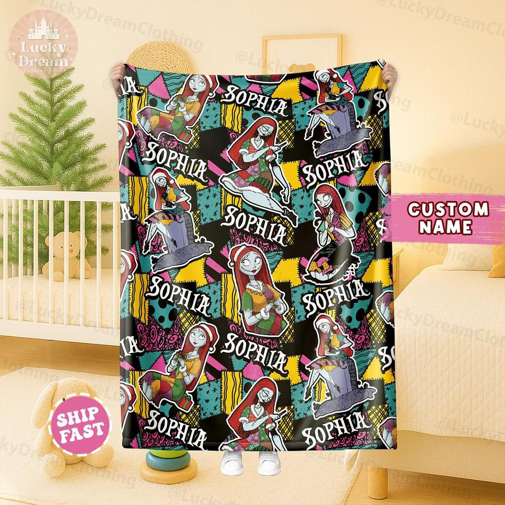 Personalized Baby Blanket, The Nightmare Before Christmas Blanket, Christmas Gift For Boys And Girls Blanket, Baby Blanket Disney Home Decor