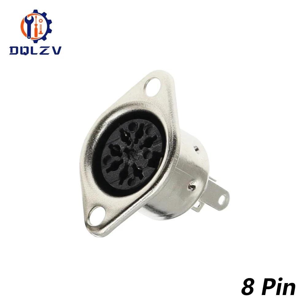 Metal 3 4 5 6 7 8 Pin DIN Female Socket Hulled Panel Mount Chassis Connector Soldering Iron