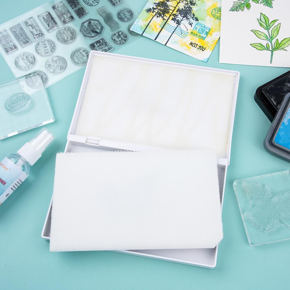 7.3x4.9inch Large Stamp Cleaning Station Scrubber Pad Ink Removing Tool for Applicable to Stamp Cleaning Cloth Stamps Rubber Sta