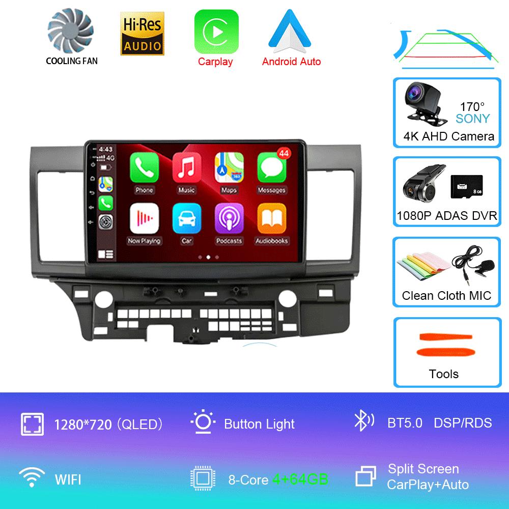 For Mitsubishi Lancer 2007-2012 Android 14 4G Car Radio Car Radio Multimidia Video Player Navigation GPS 2din 2 Din Carplay